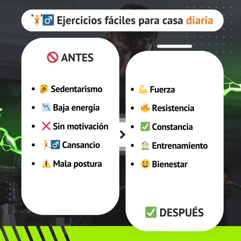 Ejercicios fáciles para casa diaria | Rutinas rápidas sin material